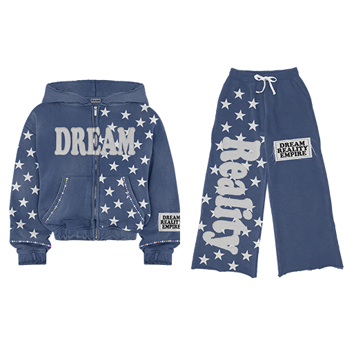 DREAMS TO REALITY ESSENTIAL ZIP UP SWEATSUIT BLUE