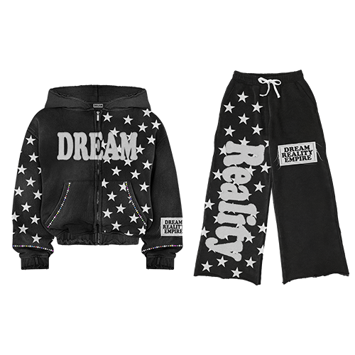 DREAMS TO REALITY ESSENTIAL ZIP UP SWEATSUIT BLACK