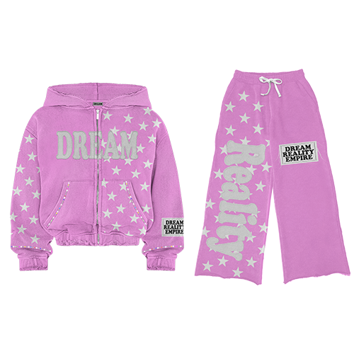 DREAMS TO REALITY ESSENTIAL ZIP UP SWEATSUIT PINK